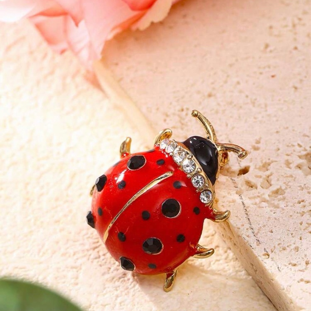Ladybug Brooch pin Lady Bug polkadot polka dot vintage retro gift jewelry gems - Picture 2 of 16